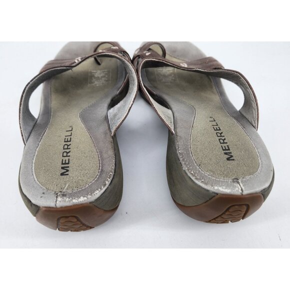 Merrell Women's Size 9 Brown Leather Sundial Spin Bracken Wedge Sandals Outdoors - Picture 6 of 12
